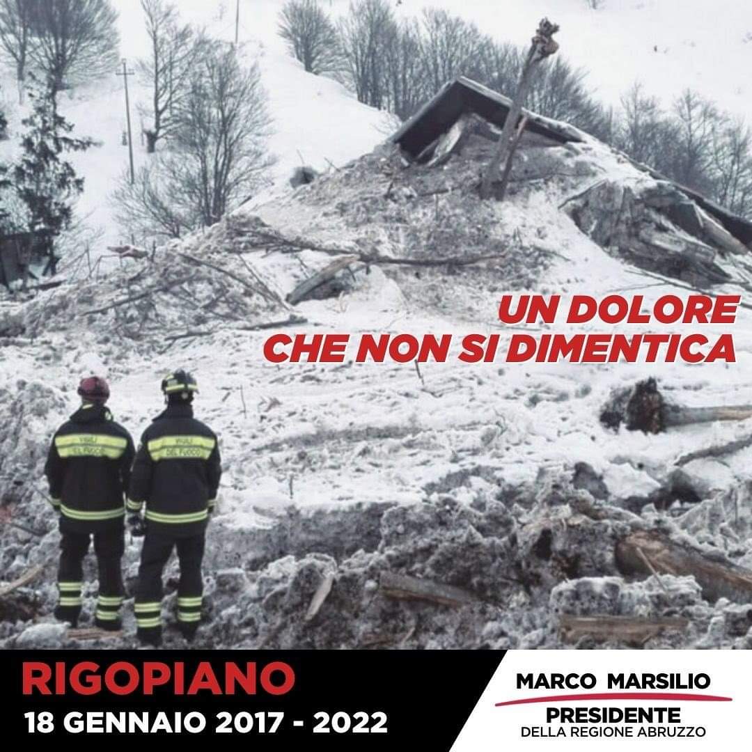 Rigopiano (PE), 5° Anniversario del crollo del Resort, 18 gennaio 2022.
