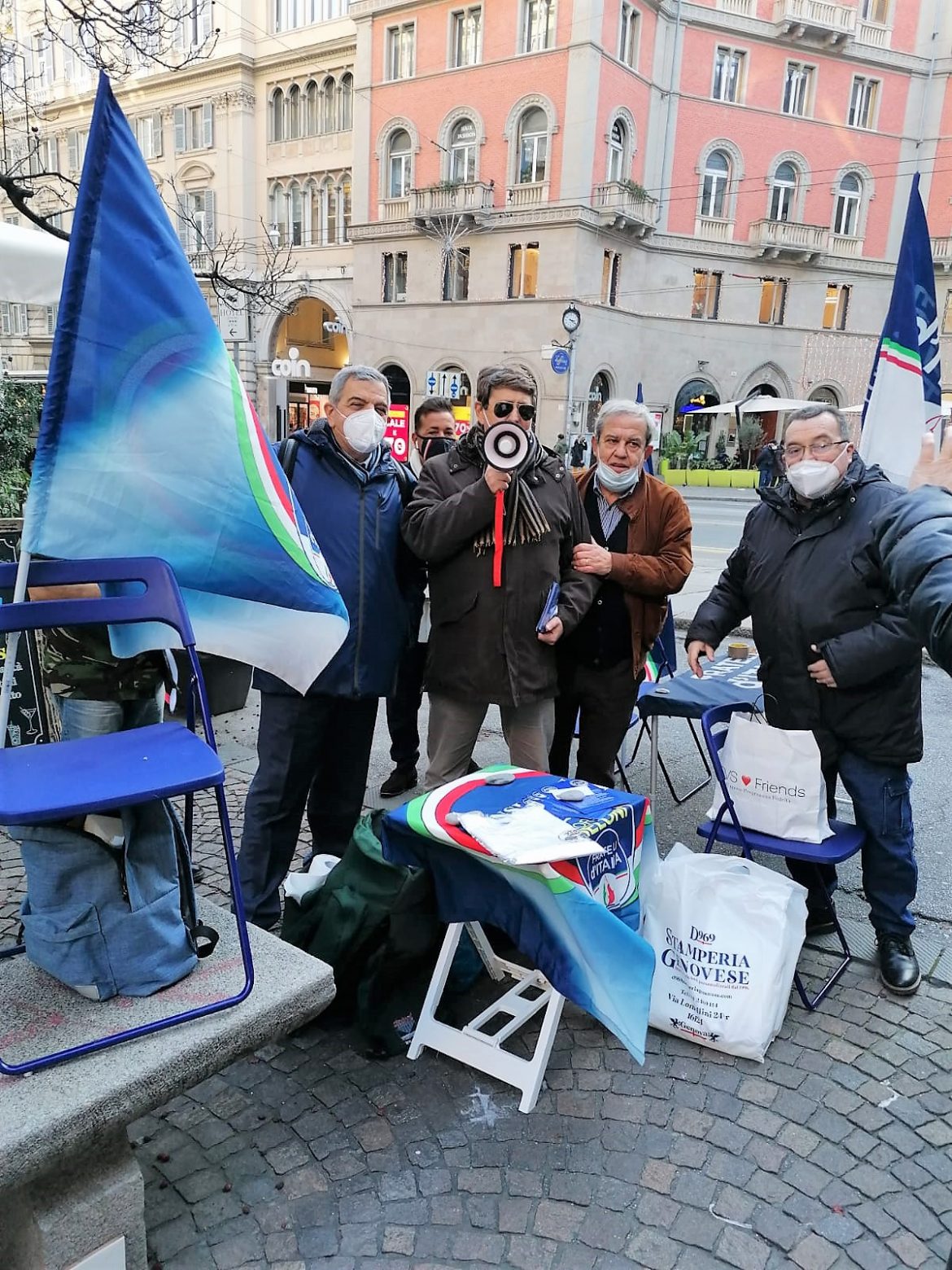 Genova, Manifestazione del Dipartimento Pensionati d’Italia, 21 gennaio 2022.
