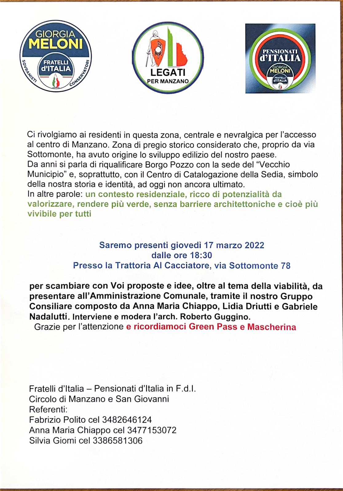 Manzano (UD), Incontro Pubblico, 17 marzo 2022.