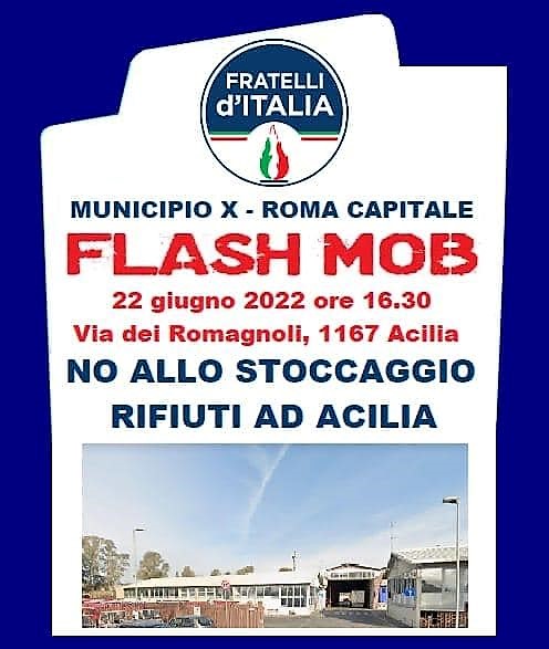 Acilia (Roma), Flash Mob per dire “NO allo Stoccaggio Rifiuti ad Acilia”, 22 giugno 2022.